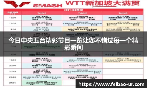 今日中央五台精彩节目一览让您不错过每一个精彩瞬间